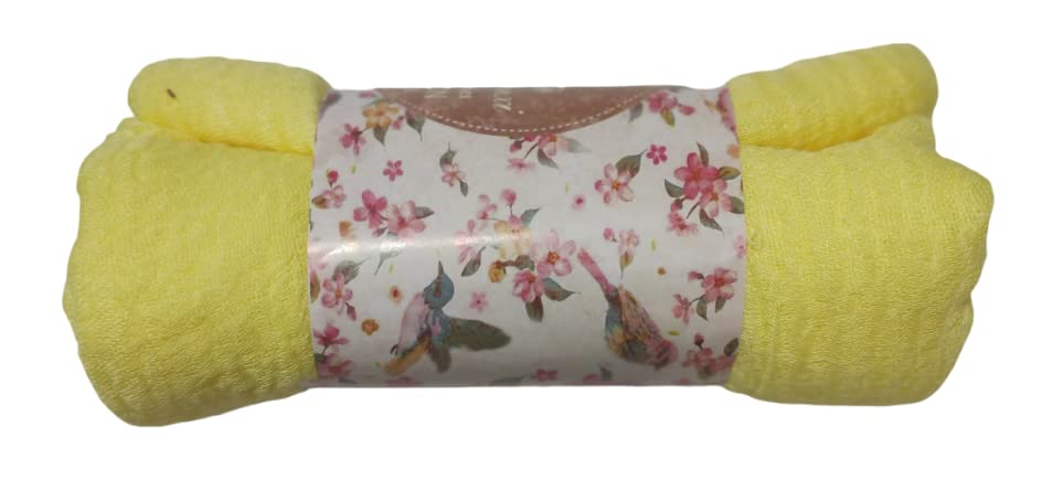 IBA ISBA COLLECTIONS Women's Crinkle Cotton Scarf, Stoles, Hijab (80 x 190 Cms) (Lemon)