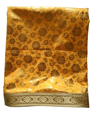 Lakshmi Maa Collection Shirdi Shri Sai's Beautiful dress Shawl/Duppata Pheta Poshak/Dress Set in printed work Cloth yellow set of 3 pec.