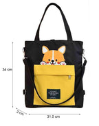 INOVERA (LABEL) Tote Bags for Women & Girls - Ladies Shoulder Handbags - Backpack With Adjustable Strap (Black)