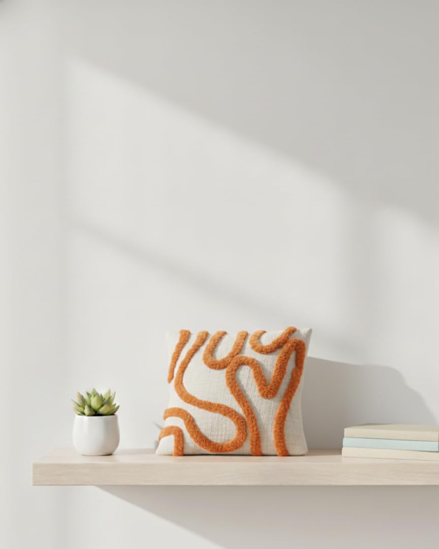 Furnistitchs Premium Decorative Throw Cushion Pillow Cover Boho Home Decor - Living Room Bedroom Couch Sofa Cushion Covers 16 inch x 16 inch (2, Orange Zigzag)