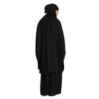 MODEST CITY 2-Piece Knee-Length Jilbab Set Khimar Style Abaya and Skirt with Chunnat Slevees/Dolman Sleeves Brown Color| Tie Back Burkha Jilbab Khimar Style Abaya