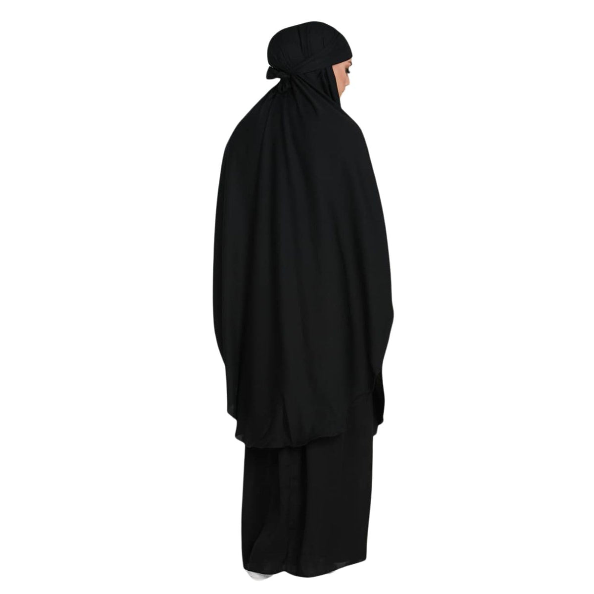 MODEST CITY 2-Piece Knee-Length Jilbab Set Khimar Style Abaya and Skirt with Chunnat Slevees/Dolman Sleeves Brown Color| Tie Back Burkha Jilbab Khimar Style Abaya