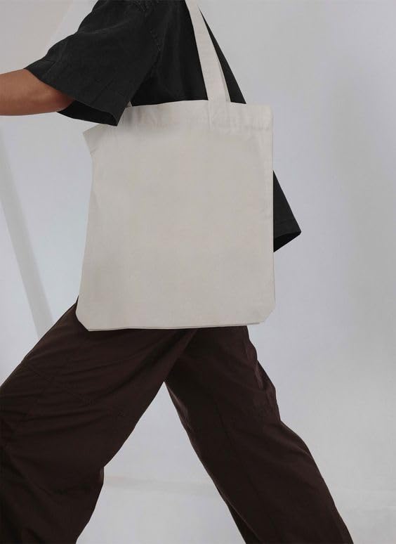 Best Creator Plain Cotton Reusable Shopping Tote Bag (Pack Of 10) 14X16 Inches, Aesthetic College Girl Bag, Multi Use Shopping, Grocery Handbag - Eco-Friendly, Easy To Clean - Off White