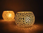 TIED RIBBONS Pack of 2 Turkish Mosaic Glass Votive Tealight Candle Holders - Decorations Items for Home Table Decor Gifts (Glass) - Decor - Gifts