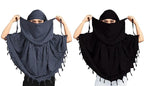 COMBO Women Cotton Stylish Hand Printed Scarf - Anti Pollution Full Face Cover With UV Sun Rays Protection Scarf (grey-black)