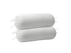LINENWALAS 100% Cotton 16x32 inch 300TC Striped Bolster Cover | Round Bed Side Long Bolster Pillow Cover to fit 24 Length 9 Dia | Pack of 2 Bolster Cover only (16x32 inch, White)