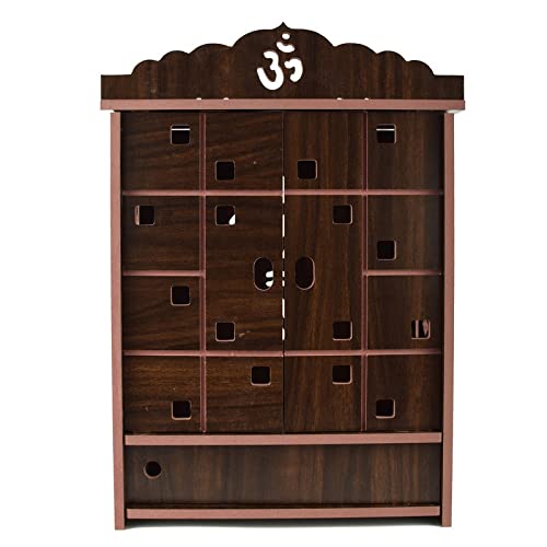 Lexical Wooden Readymade Wall Hanging Puja Temple for Home God Stand for Pooja Room Mandir Wood Devghar Stand for Office and Shop Lexical-444