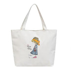 Zibuyu Tote Bag Cotton Canvas Washable for College White 1 Pc