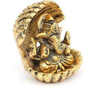 KridayKraft Aluminium Gold Plated Ganesha ji in Sheep Showpiece (Standard size)