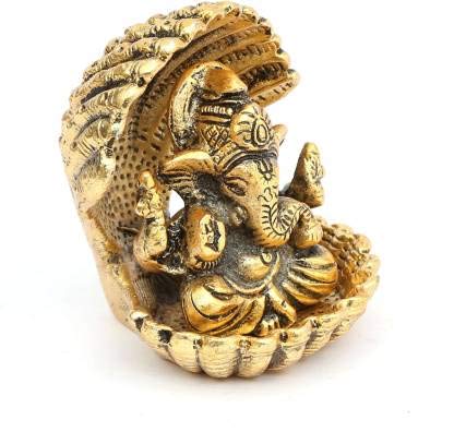 KridayKraft Aluminium Gold Plated Ganesha ji in Sheep Showpiece (Standard size)