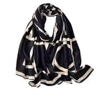 Women’s Black and White Geometory Pattern Print Border Scarf – Versatile Modest Hijab, Print Shawl/Stole for All Occasions