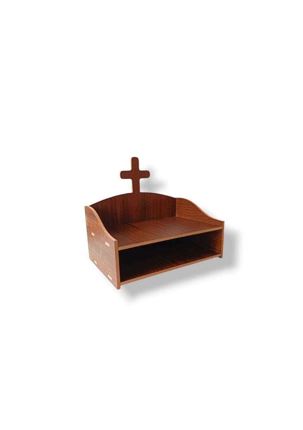 Cross Pattern Home Temple for Prayer Temple for Home and Office l Puja Mandir l Wooden Mandir l Worship Temple Brown (Pack of 1)