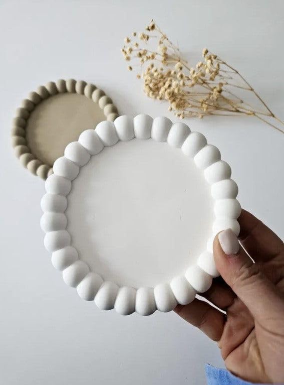 The Cozy Loft- Aesthetic Handmade Concrete Bubble Trinket Tray | Jewelry & Makeup Organizer | Stylish Home Decor, Candle Holder & Multipurpose Table Accessory | (Round-1)