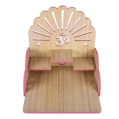 MIDU Wooden Readymade Wall Hanging Puja Temple for Home God Stand for Pooja Room Mandir Wood Devghar Stand for Office and Shop (A60)