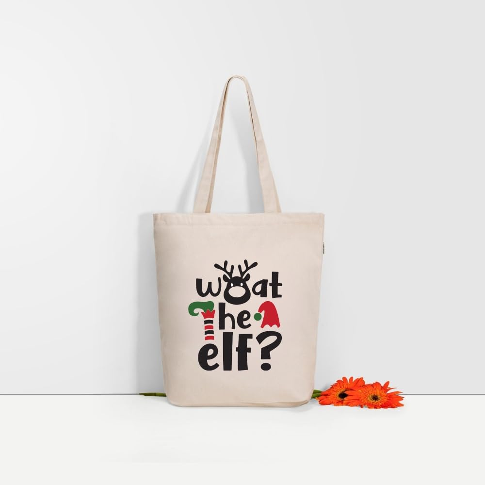 Eco Right Canvas Tote Bags for Women with Zip, College Bag for Girls, 100% Organic Cotton Tote Bag for Shopping, Travel & beach bags for women (Elfish)