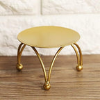 DECORCAVE Metal Candle Stand | 10 x 10 cm | Gold Finish | Premium Decorative Candle Holder for Living Room, Kitchen & Dining Table | Modern Tabletop Accent & Elegant Gifting Item