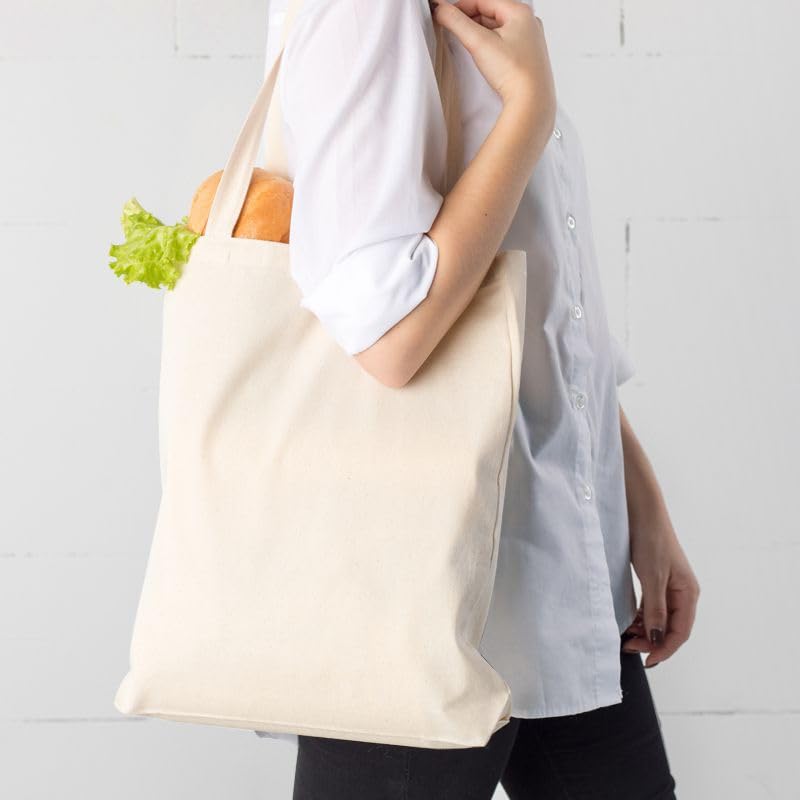 SAKETOS Fabric Bag 38 x 42 cm - Tote Bag - Fabric Bag for Painting Unprinted 1, 5, 10, 25, 50 Pieces - Cotton Bag with Two Long Handles - Carry Bag, Shopping Bags, Natural-2, 10