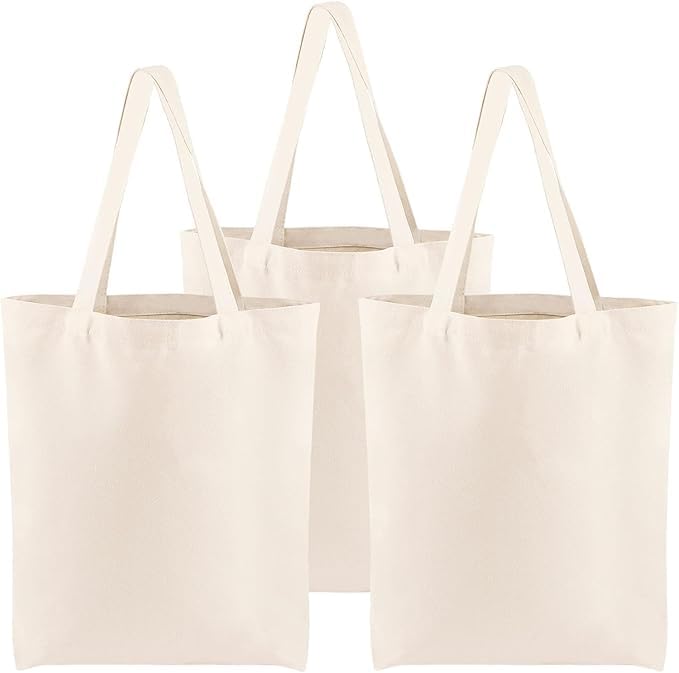 Breezy Blends Canvas Tote Bag for Women, Plain Tote Bag for painting,Reusable Multi-Purpose Cotton Bags for School/Gym/Shopping/Beach & Groceries, DIY Gift Bags Pack of 10