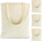 Riheesh Canvas Tote Bag - 4 PCS Cotton Canvas Reusable Grocery Shopping Blank Tote Bag with Handles for Crafts DIY, Gift, Advertising Promotion Activity