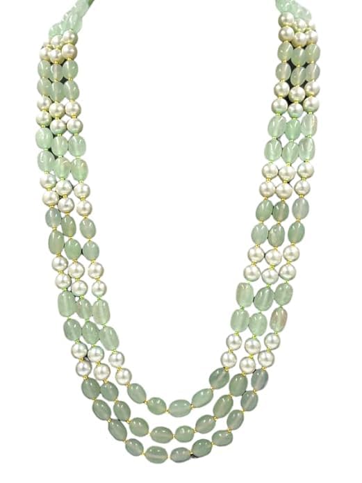 Long Beads Necklace for Women Handmade Chain Traditional White/Green/Mint Multicolor Trendy Neck wear Designer Fashion Jewellery for women