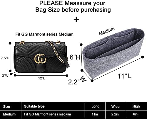 SYUTAM Women Felt Fabric Purse Organizer Inserts for Ladies Shoulder Handbag, Tote, Hobo Bag & Purse Divider, Multiple Storage Compartment (Beige) (11x2.2x6) (Size - Medium MG)