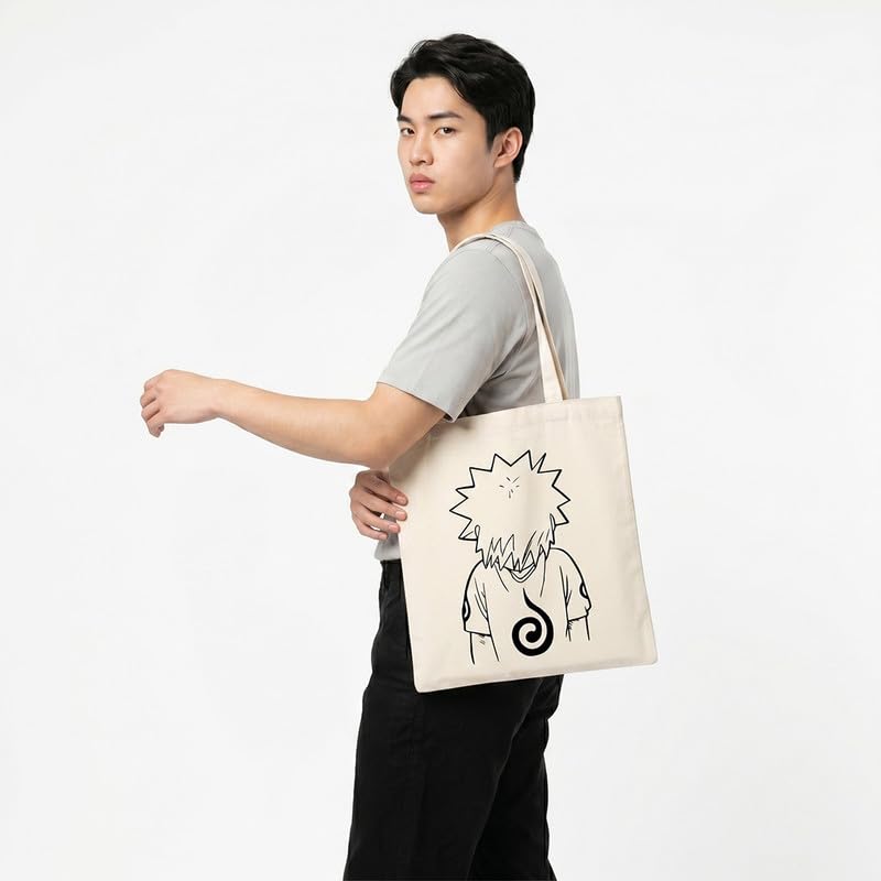 The Korhean Store Naruto Anime Print Tote Bag for College, Travelling, Shopping, Office, Beach & Daily Use, Ecofriendly & Reusable, Premium Canvas Cotton