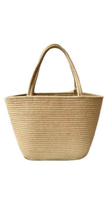 Tvineco Women Beach Tote boho bags for women with Decorative Lace Bow, Handmade Beige Jute Bag