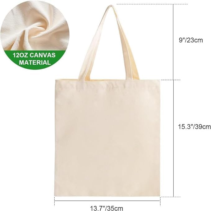 THE UMBRELLA STORE Tote Bag, Handmade Cotton Tote Bag with Inside Pocket, White