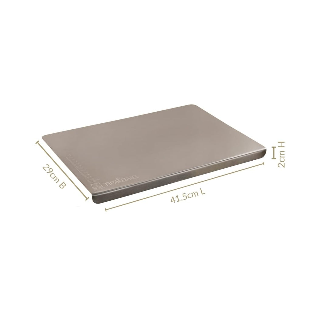 Nestasia Stainless Steel Counter Top Chopping Board (41.5cm x 29cm) | Anti-Slip Rustproof Cutting Board with Measurement Markings for Chopping Fruits & Vegetables
