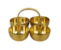 Awadh Brass Metal Chowmukh/Puja, Roli, Chawal, Mishri/Chowmukh/Patra/Haldi Kumkum Holder 4 Bowl Stand Holder (Medium Size) Set of -1 PCS