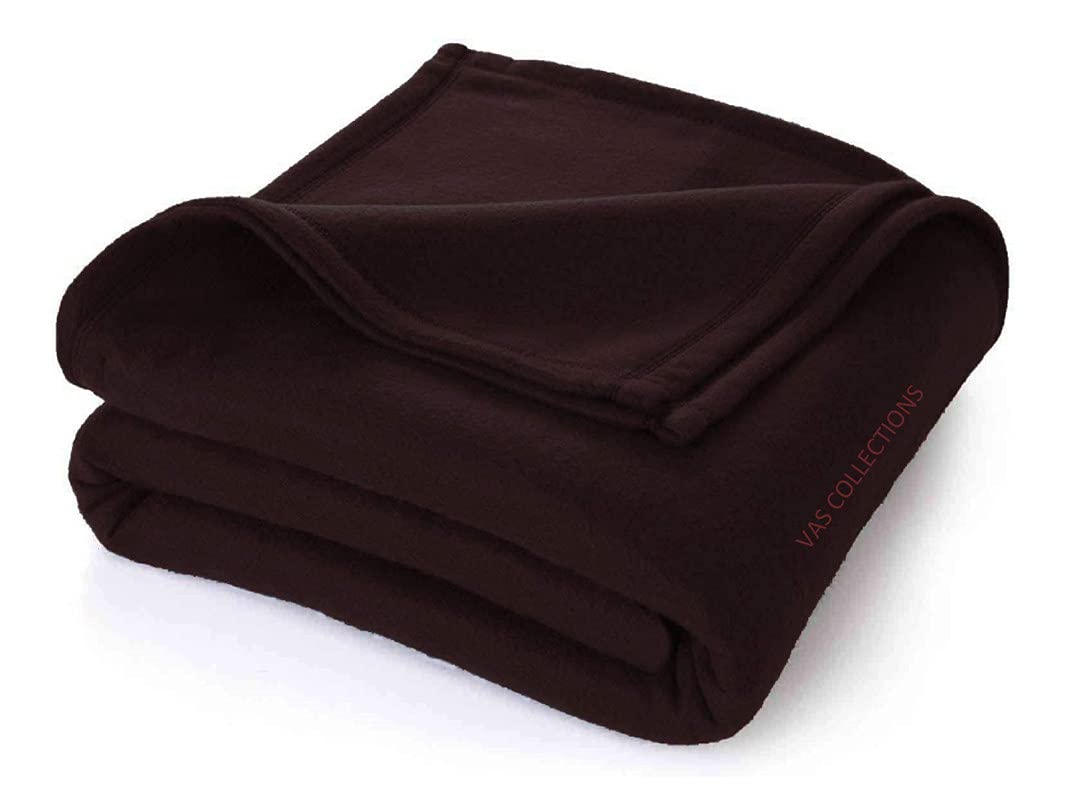 VAS COLLECTIONS® All Season Polar Fleece Blanket | Single 225x150 cm, Coffee & Brown Kafalo