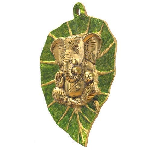 Prince Home Decor & Gifts Wall Hanging Ganesh on Leaf with Meenakari Work Decorative Showpiece