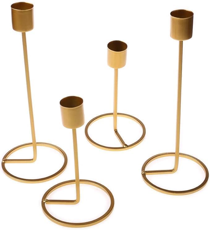 NOVELTY INDIA Set of 6 Candle Holder, Candlestick Holders Taper Candle Holder, Gold Metal Candle Stand for Home & Decor Candle Stick Holders.