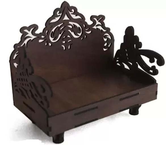 Wooden Plywood Pooja Mandir Temple Sofa God Statue Wooden Singhasan Home Room & Office Decor (Brown) Diwali, Durga Pooja, Navratri, Ganesh Chaturthi