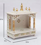 Jodhpur Handicrafts MDF Wood Home Temple Wooden Puja Mandir for Home Handcrafted Wooden Temple (18 inch x 9 inch x 22 inch, White)