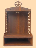 Premium Wooden Wall Pooja Mandir with Built in LED Light, Sikh Khanda Top Design, Stylish Prayer Temple for Home, Office