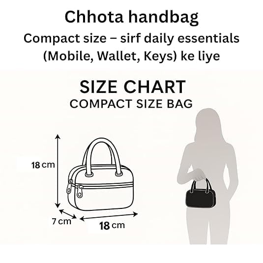 ZIAKO Mini Handbag for Women, Compact Black Travel Tote with Double Handle, Zip Closure, Small Purse for Phone, Wallet & Essentials, Office, College, Casual & Daily Use