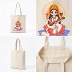 aurora trading Cotton Tote Bag with Sacred God Prints (1, SARASWATHI)