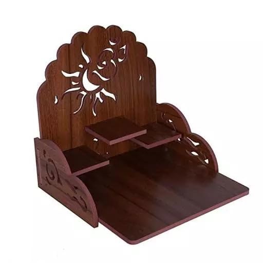 Table Top Home Mandir Temple Home Decor Beautiful Wooden Temple (Maroon)