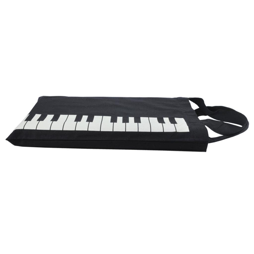 ELBME Pure Cotton Piano Keys Musical Handbag Tote Bag Shopping Bag Gift Black