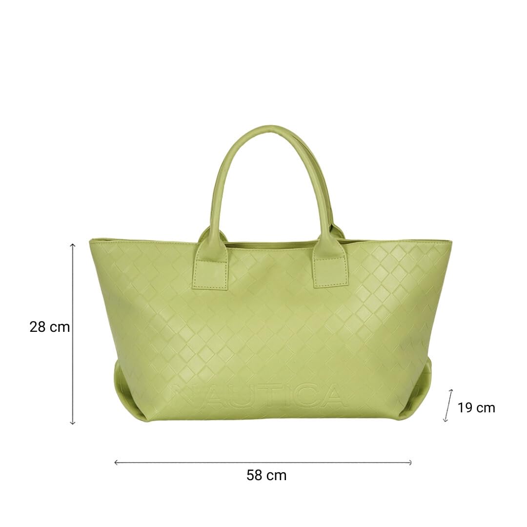 Nautica Women's Large Tote Bag | Durable PU with Quilted Design & Padded Grab Handles Ladies Shoulder Bag | Premium Spacious Handbag with Magnetic Closure for Girls | Green