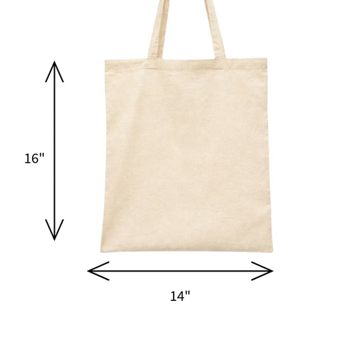 100% Natural Cotton Tote Bag (14x16 Inch, Pack of 3) | Eco-Friendly Reusable Canvas Grocery Shopping Bag | Washable Heavy-Duty Cloth Shoulder Jhola Bag for Women & Men