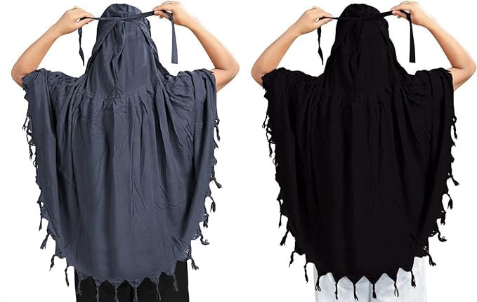 COMBO Women Cotton Stylish Hand Printed Scarf - Anti Pollution Full Face Cover With UV Sun Rays Protection Scarf (grey-black)