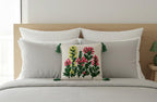 Furnistitchs Handmade Tufted Boho Cushion Covers 12x12 Inches | Embroidered Sofa Pillow Cases | Rustic Bohemian Decorative Throw Cushions for Couch Bedroom Living Room (1, Floral Drops)