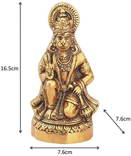Prince Home Decor & Gifts Hanuman Ji Statue Sitting In Metal Hanuman Ji Idol Bajrangbali Murti Gift Article Decorative Showpiece, Multicolour, 1 Piece.
