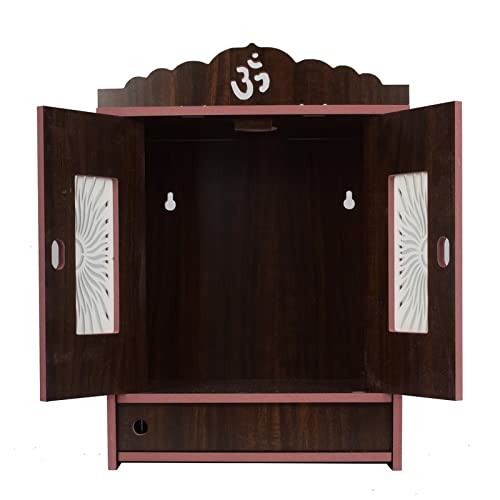 Lakhaji Wooden Wall Hanging Puja Temple for Home | Pooja Room Mandir Wood Devghar Stand for Office and Shop