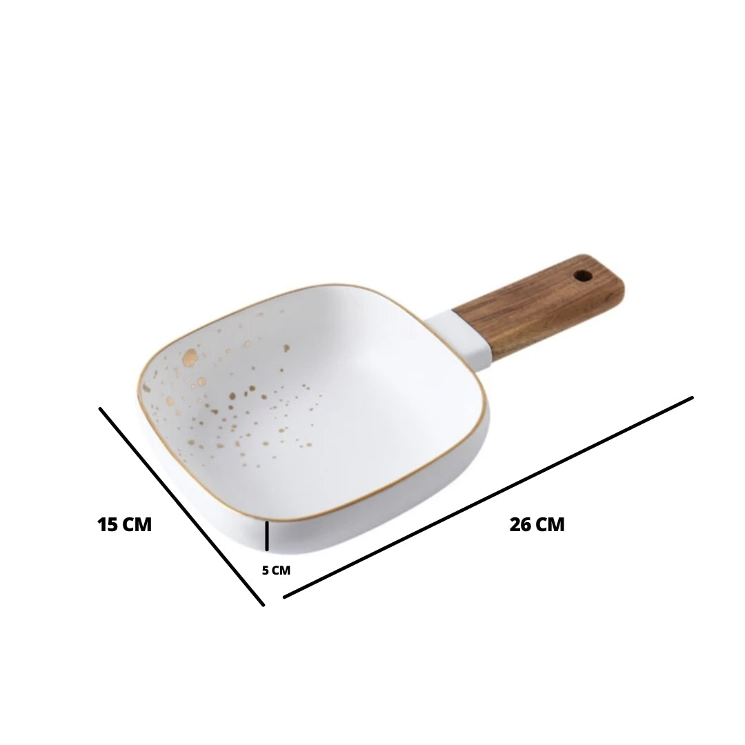 CARA bowl with wooden handle - classic white Nestasia