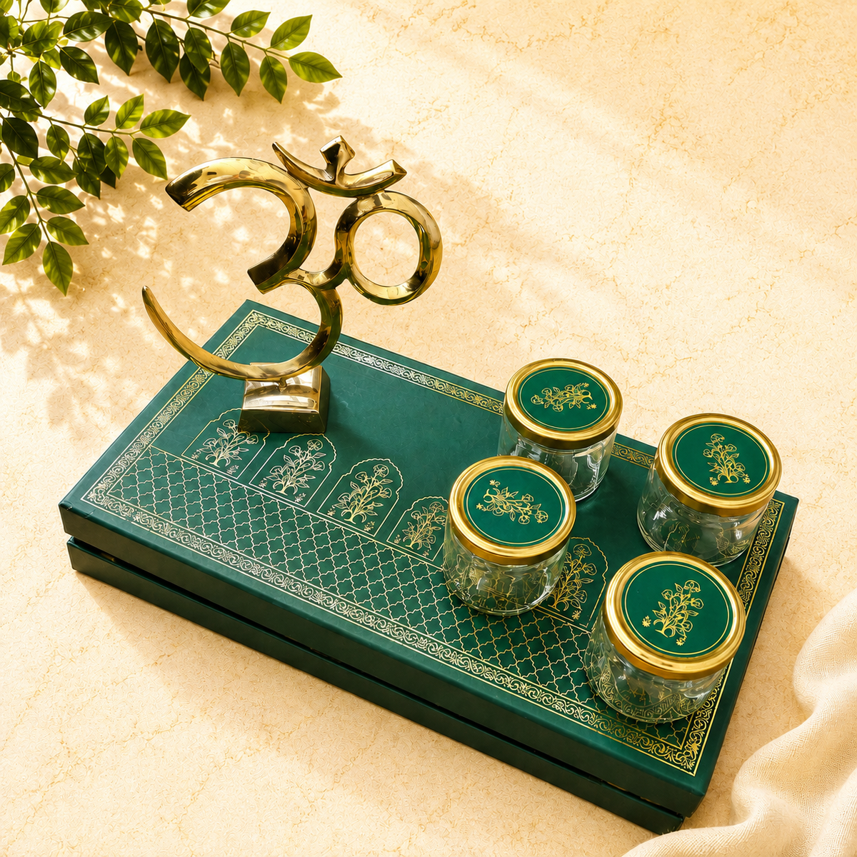 Brass Table Top Om With Stand Gift Hamper Vedansh Craft
