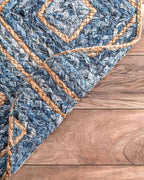 Eco Friendly Blue Rectangular Denim Carpet For Bedroom