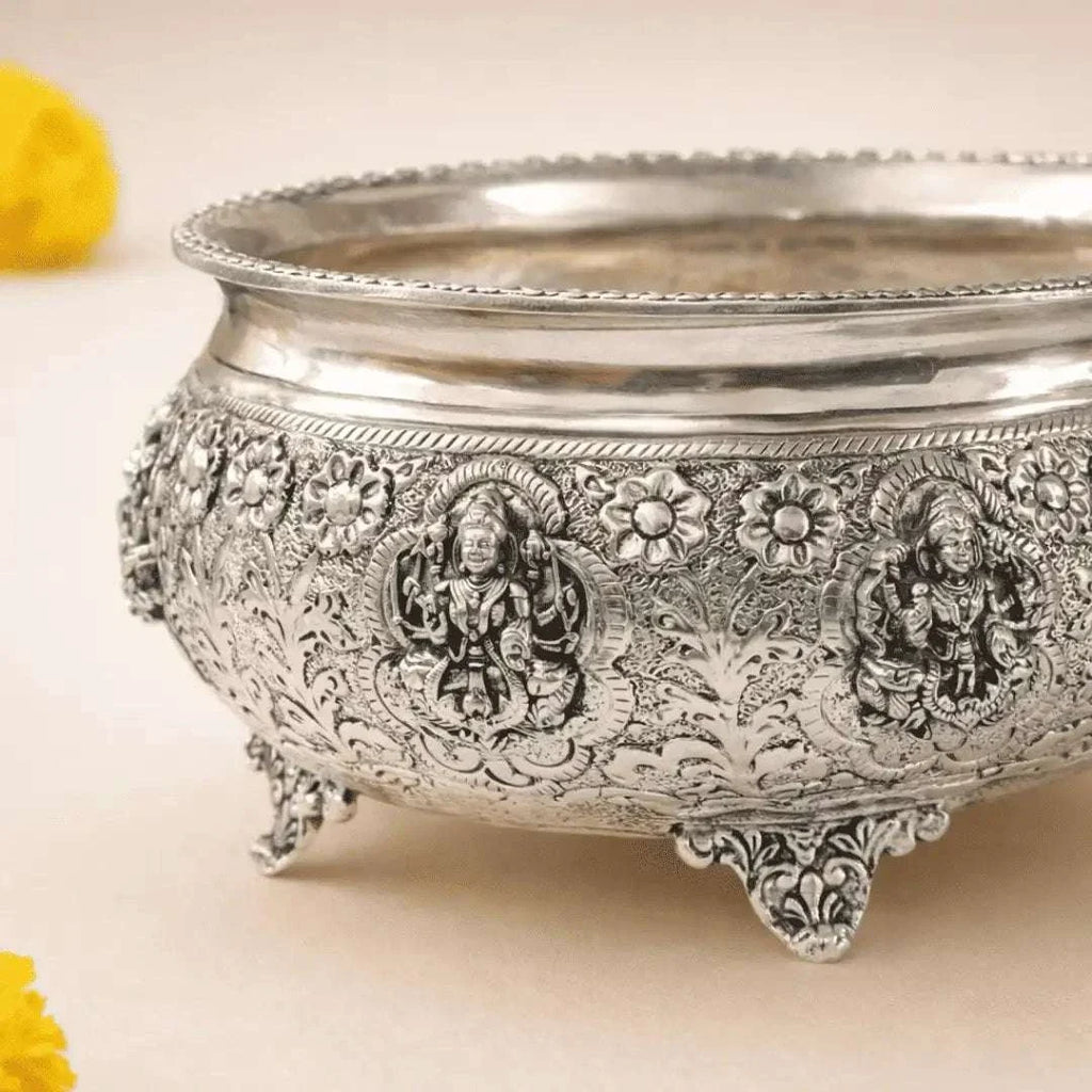 German Silver Ashtalakshmi Urli (4 Inch) Vedansh Craft